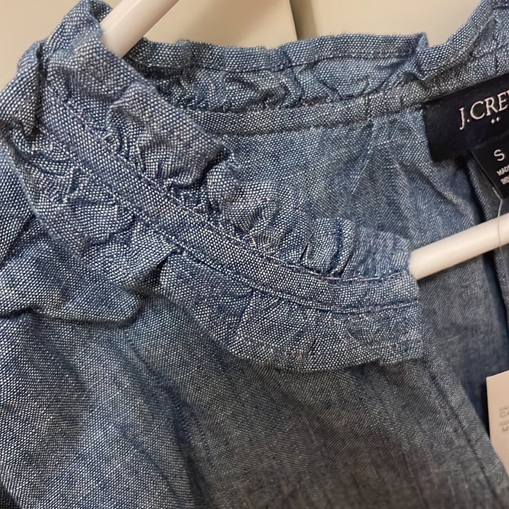 JCrew Chambray Ruffle Top - Picture 7 of 9